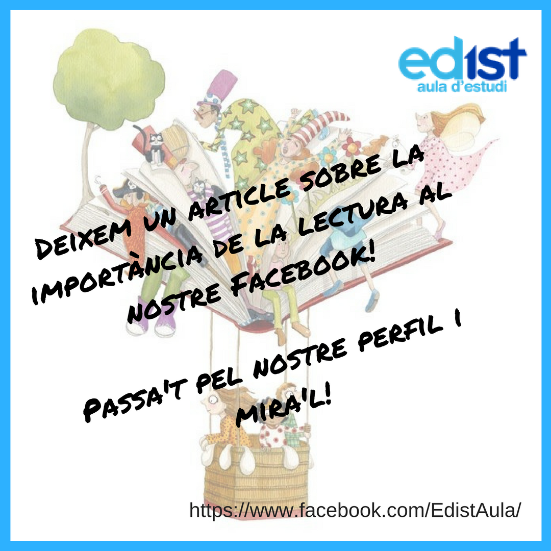 AulaEdist's tweet photo. Aquest mes de Març comencem el nostre taller de lectura i redacció. Volem informar-vos sobre les notícies més actuals d'aquest tema, i és per això que avui compartim una notícia al nostre Facebook. Entra al nostre perfil i llegeix! 😉
#edistaula #lectura 
https://t.co/RbZD6FlXal https://t.co/j8ApWCcvAy