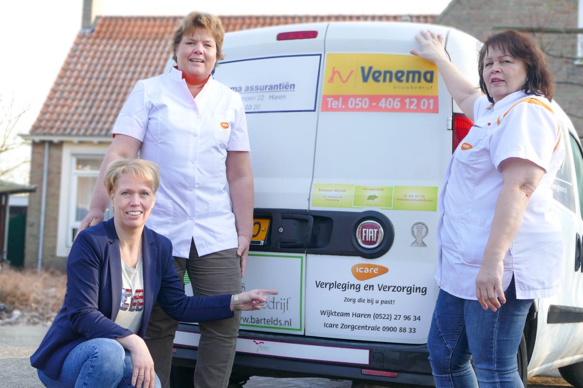 De Maaltijdauto van Torion verwelkomt een nieuwe sponsor: @Icarezorg. Onze auto bezorgt dagelijks warme maaltijden aan huis in #Haren. Daardoor kunnen mensen bijvoorbeeld langer zelfstandig blijven wonen. De sponsors maken dit mogelijk en betaalbaar.