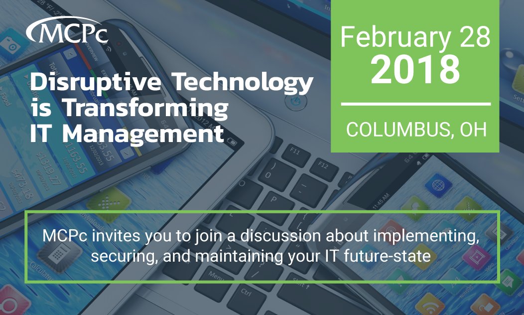 MCPCinc's tweet photo. Don't forget to sign up for the Disruptive Technology Discussion in Columbus next Wednesday. We also have an event in Cincinnati next Thursday. https://t.co/gwwZ6I9XFS    #MCPcinc #Columbus #Cincinnati https://t.co/oYZKwEYpYq