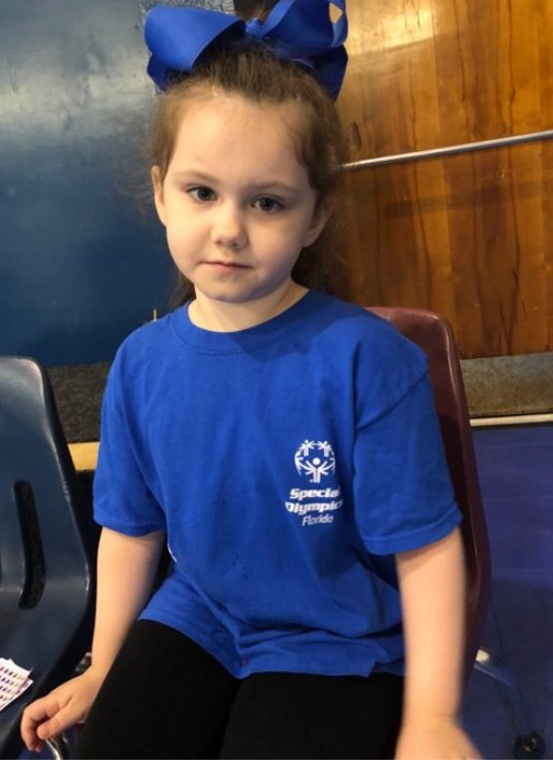 DeebsFLA's tweet photo. Our youngest is competing in her school's Special Olympics events today, and already has her game face on. :) 10000x more entertaining than NBC's offering! #GOARIA https://t.co/zdtSp2CJ5D