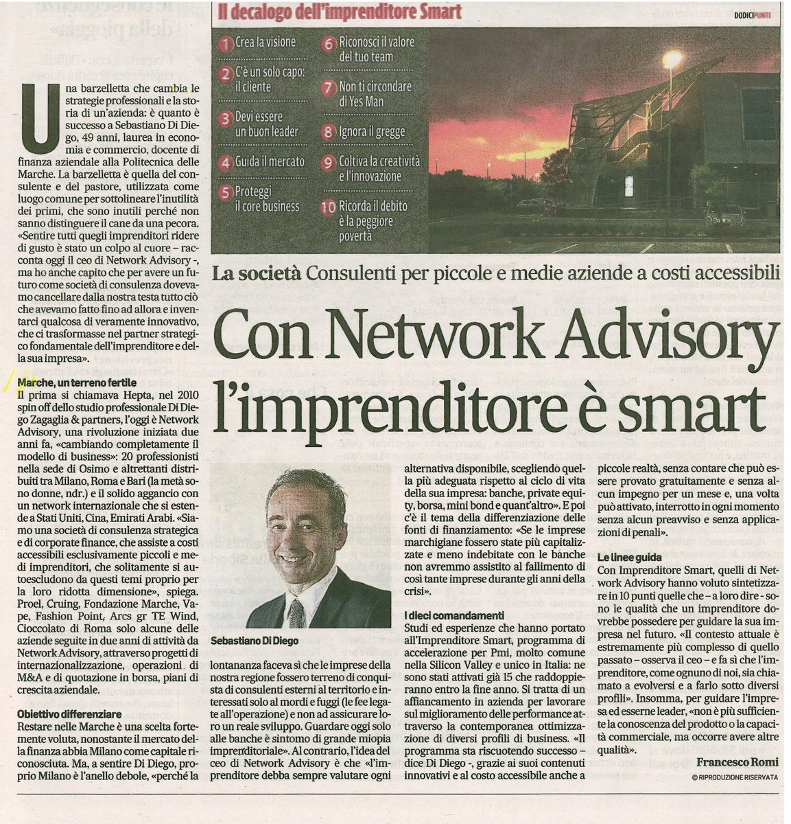 npadvisory's tweet photo. Sebastiano Di Diego, CEO di Network Advisory, illustra in un articolo del Corriere Adriatico, Imprenditore Smart il primo programma di accelerazione per PMI e in dieci semplici punti ciò che caratterizza l'imprenditore di successo. https://t.co/lRi6vtgp6I