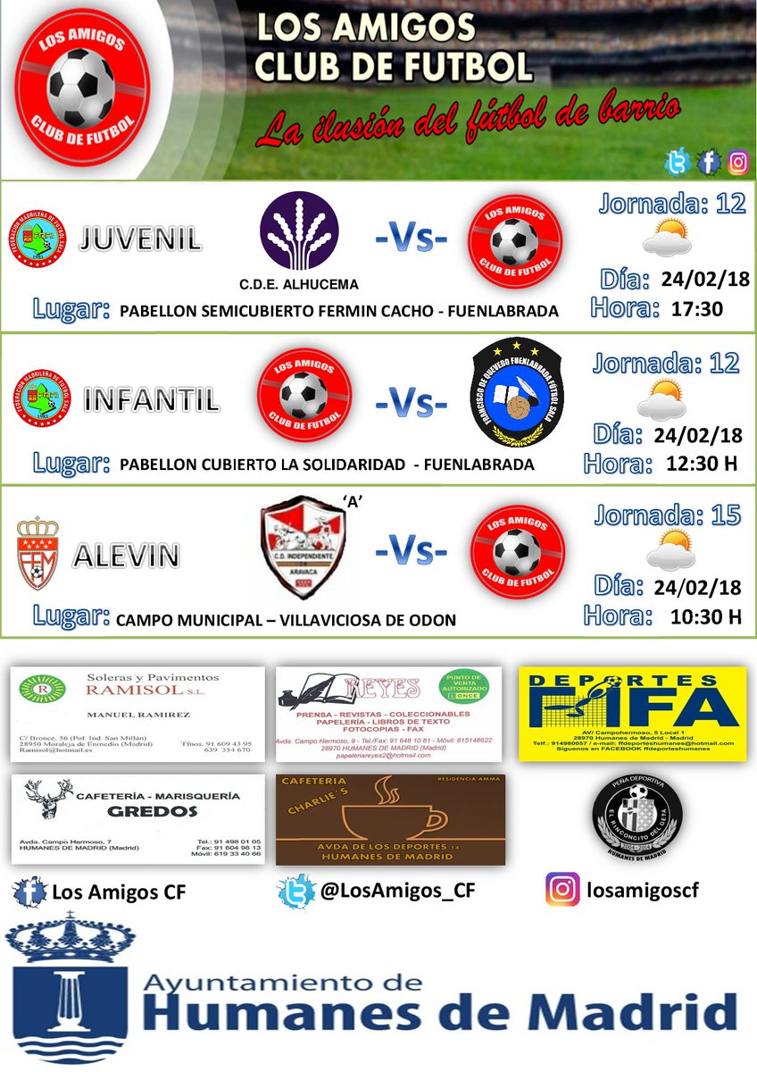 LosAmigos_CF's tweet photo. Buenos tardes Amigos/as, aquí dejamos los horarios de la próxima jornada #FORZAAMIGOS !! https://t.co/1EnxDBX7yq