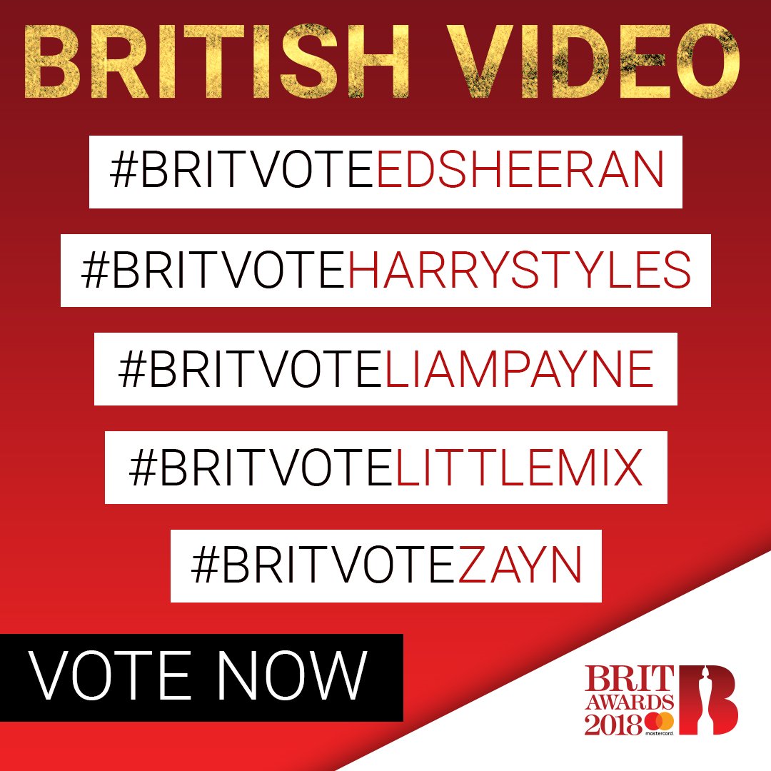 BRITs's tweet photo. 🚨 Here's those all important #BRITs British Video vote hashtags! 🚨

@edsheeran @Harry_Styles @LiamPayne @LittleMix @zaynmalik https://t.co/ULiLqtkHm0