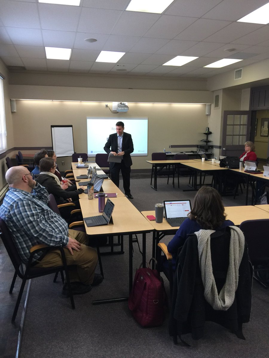 GregKiesman's tweet photo. #LRSDEdTech Office 365 teachers learning how to use their Surface Pro and connecting to a wireless adapter with @haganc36. @louis_riel_sd @MicrosoftEDU @MicrosoftEduCA https://t.co/lb3MCXnP4j