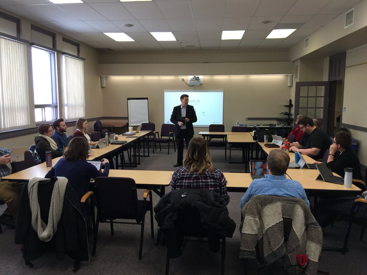 GregKiesman's tweet photo. #LRSDEdTech Office 365 teachers learning how to use their Surface Pro and connecting to a wireless adapter with @haganc36. @louis_riel_sd @MicrosoftEDU @MicrosoftEduCA https://t.co/lb3MCXnP4j