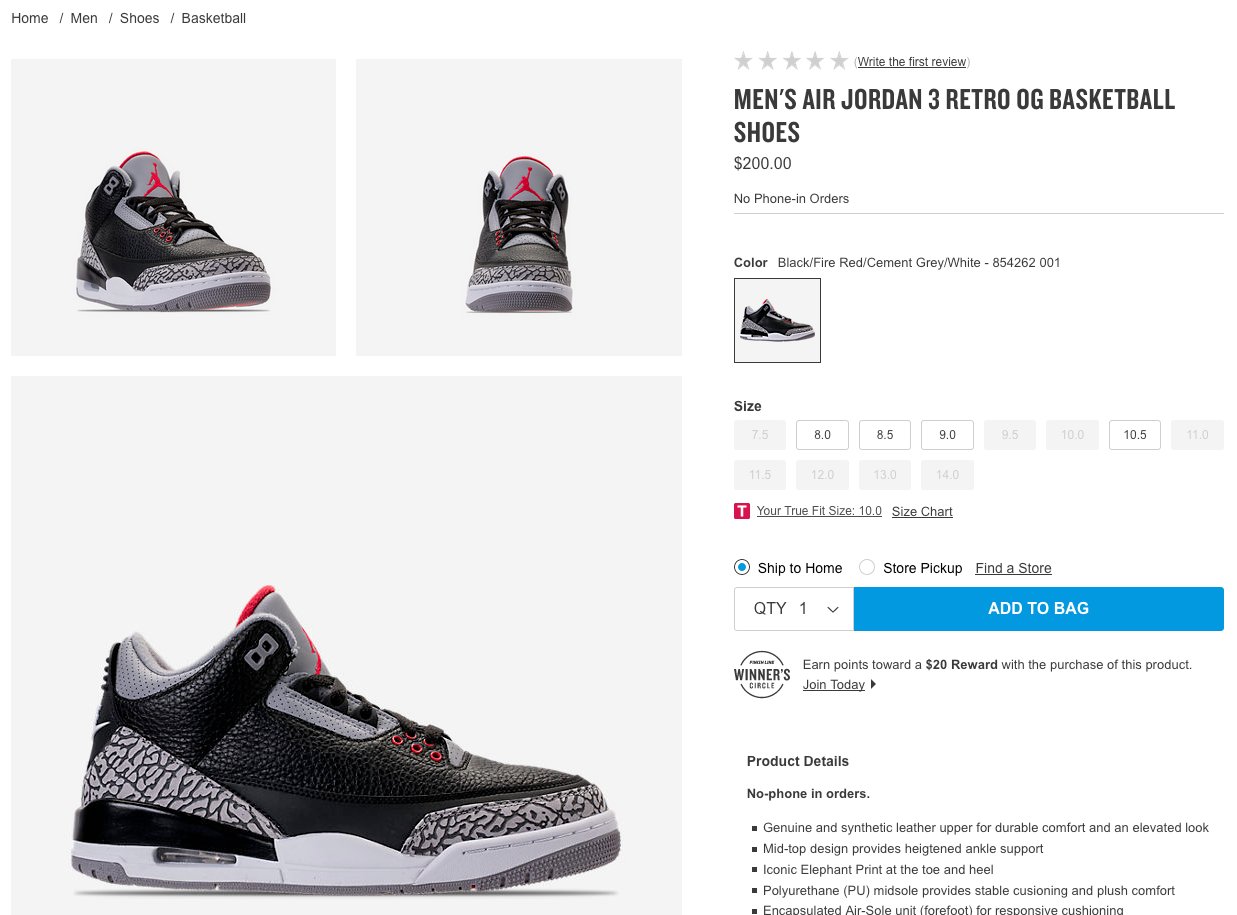 KicksFinder on X: Short wait also for the Air Jordan 3 Black/Cement. Sizes  selling out fast: https://t.co/1NE1N8ncGQ https://t.co/JDsroMi9NE / X