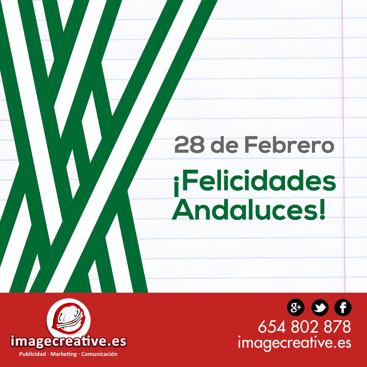 iCreative_es's tweet photo. ¡Feliz día de Andalucía! 💚💚💚

 #imagecreative #diseñografico #rojopasion #diadeandalucia #andalucia #28F #28febrero #felicidadesandaluces https://t.co/JCoQwqMvmf