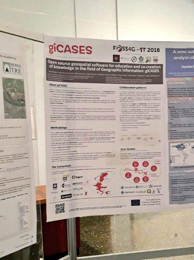 gi_CASES's tweet image. We are at #foss4git in Rome with our poster &quot;Open source geospatial knowledge for education and co-creation of knowledge in the field of Geographic Information: giCASES&quot; #opensource @polimi @trilogis @GISIGASS @EpsLi @unigis @ISPRA_Press @NOVAIMS @KU_Leuven @EUErasmusPlus
