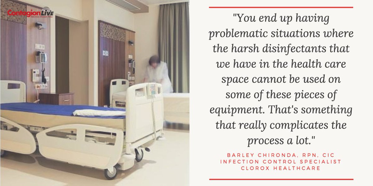 Contagion_Live's tweet photo. WATCH: @barleychironda @CloroxHealth explains how the disinfectants available to clean patient rooms often cannot be used on some equipment. | #CDiff2017 @cdiffFoundation |
https://t.co/1xyL4ZY6wF https://t.co/RO6VXYX3EA
