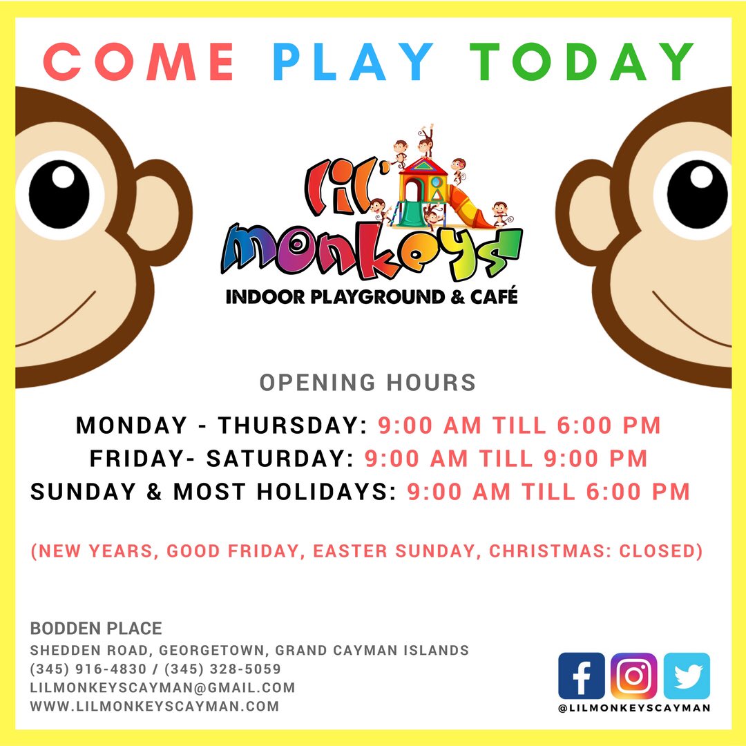 Lil Monkeys Cayman On Twitter Come Play Today At Lil Monkeys