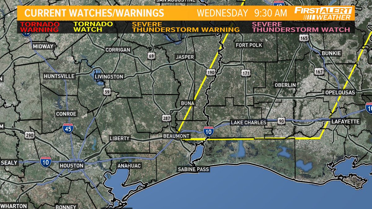 The National Weather Service has issued a Tornado Watch for Newton and Orange Counties until 5pm.  12newsnow.com/weather