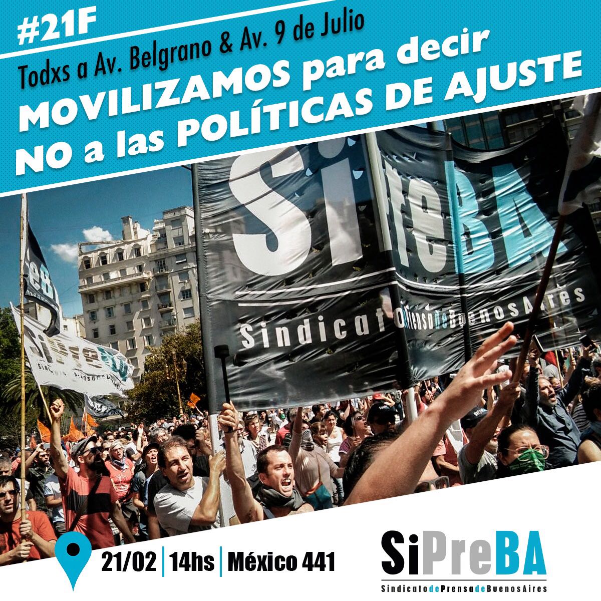 Canal7SiPreBA's tweet photo. #21FYoVoy #21FYoMarcho  Trabajadores y trabajadoras de prensa concentramos a las 14:00 en México 441. Nos movilizamos en unidad contra el ajuste. https://t.co/Ctsscwv22s