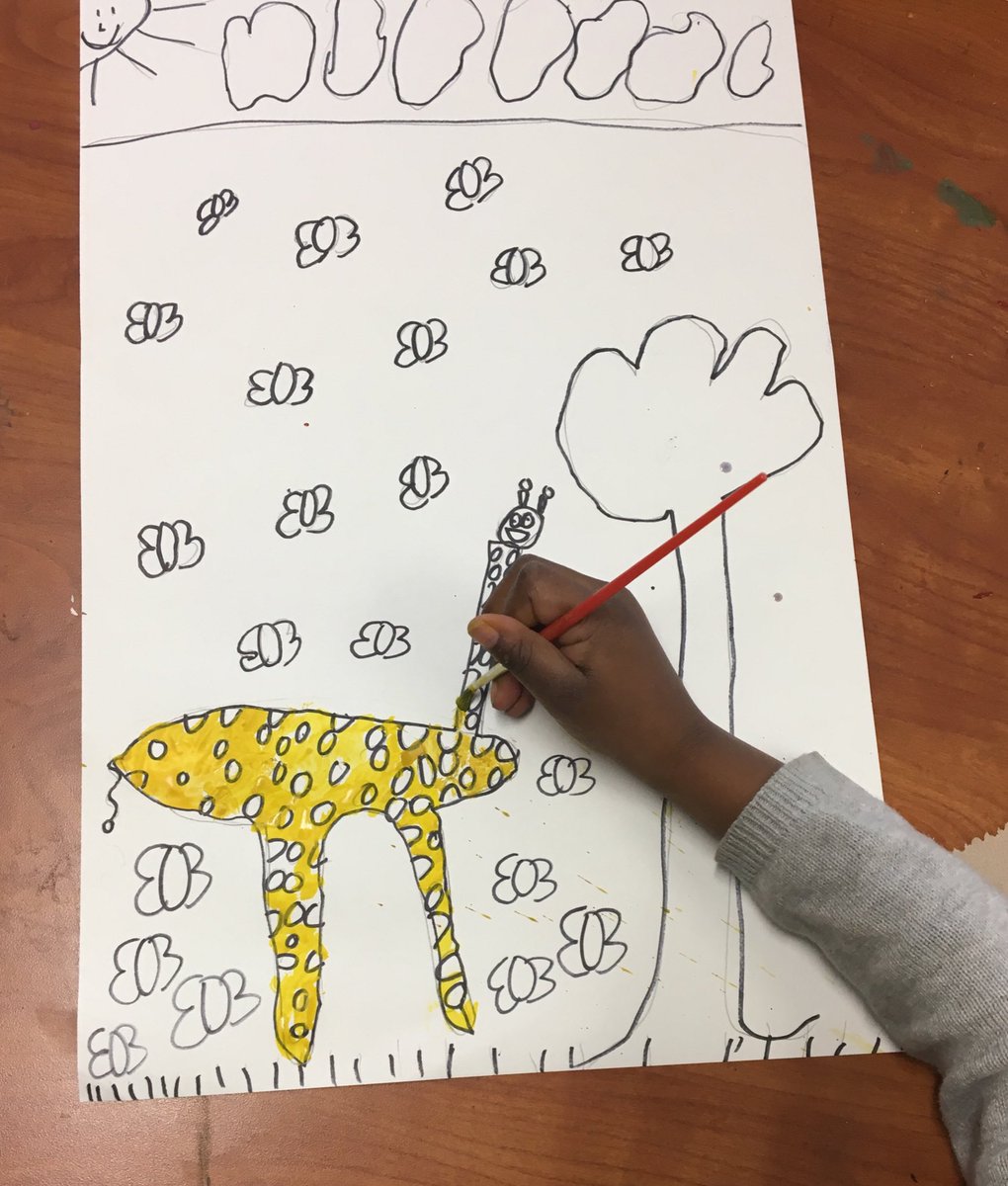 ChurchwellART's tweet photo. First grade watercolor painting their animal drawings https://t.co/fWNBUwi6wl