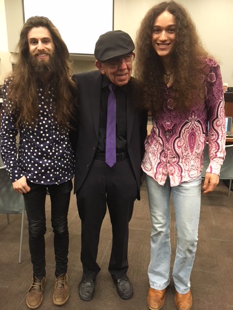 OshawaCulture's tweet photo. Congratulations to @CROWNLAN for winning Oshawa's Culture Counts Award for Emerging Artist! Here is a picture of Crown Lands and Ronald Lambert (professional artist award winner) from last night! #CultureCounts #OshawaMusic #OurOshawa https://t.co/ZrL24Xo624