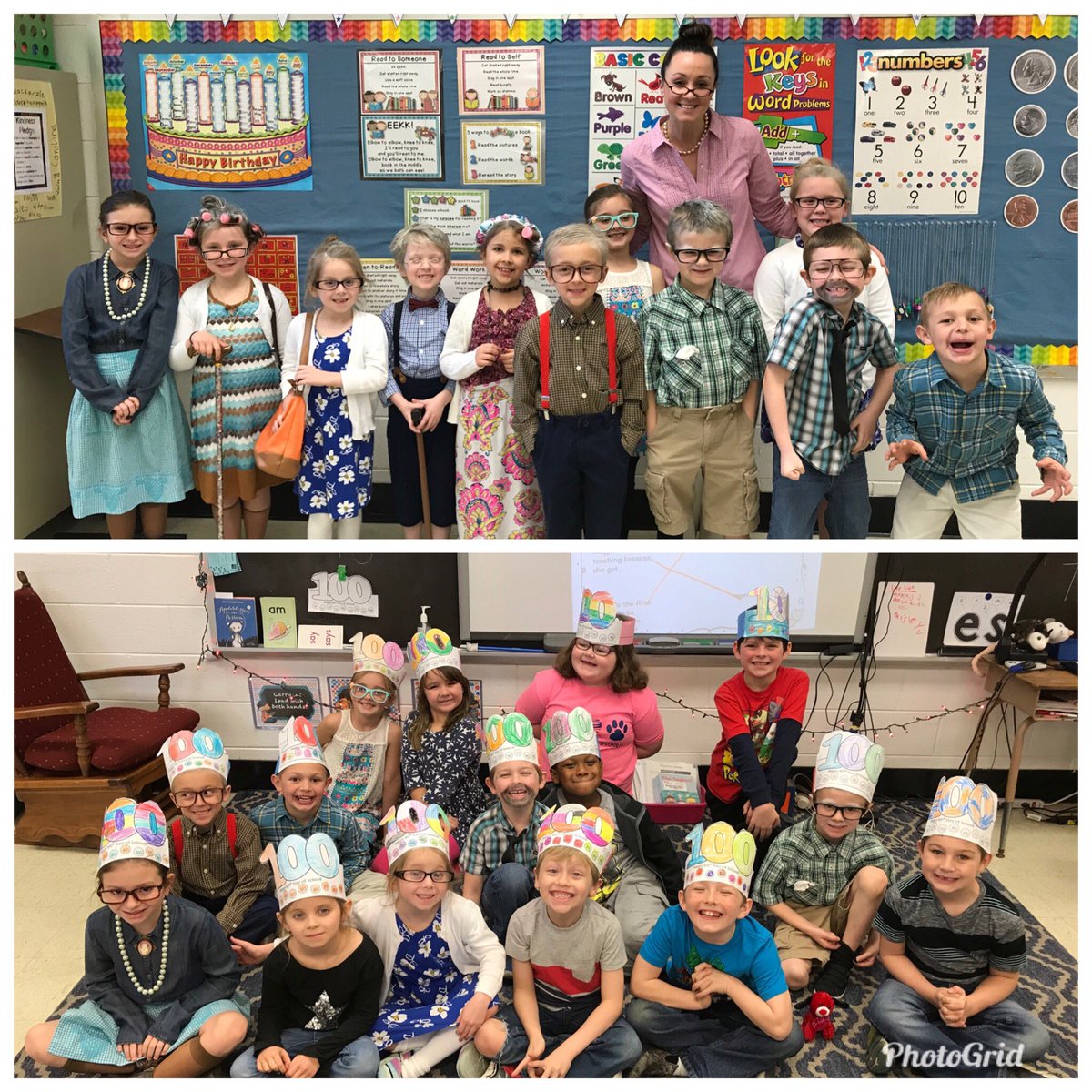khaskins45's tweet photo. Mrs Briz’s class celebrates the 100th day of school! @krisbrizendine https://t.co/9APPGi80Z0