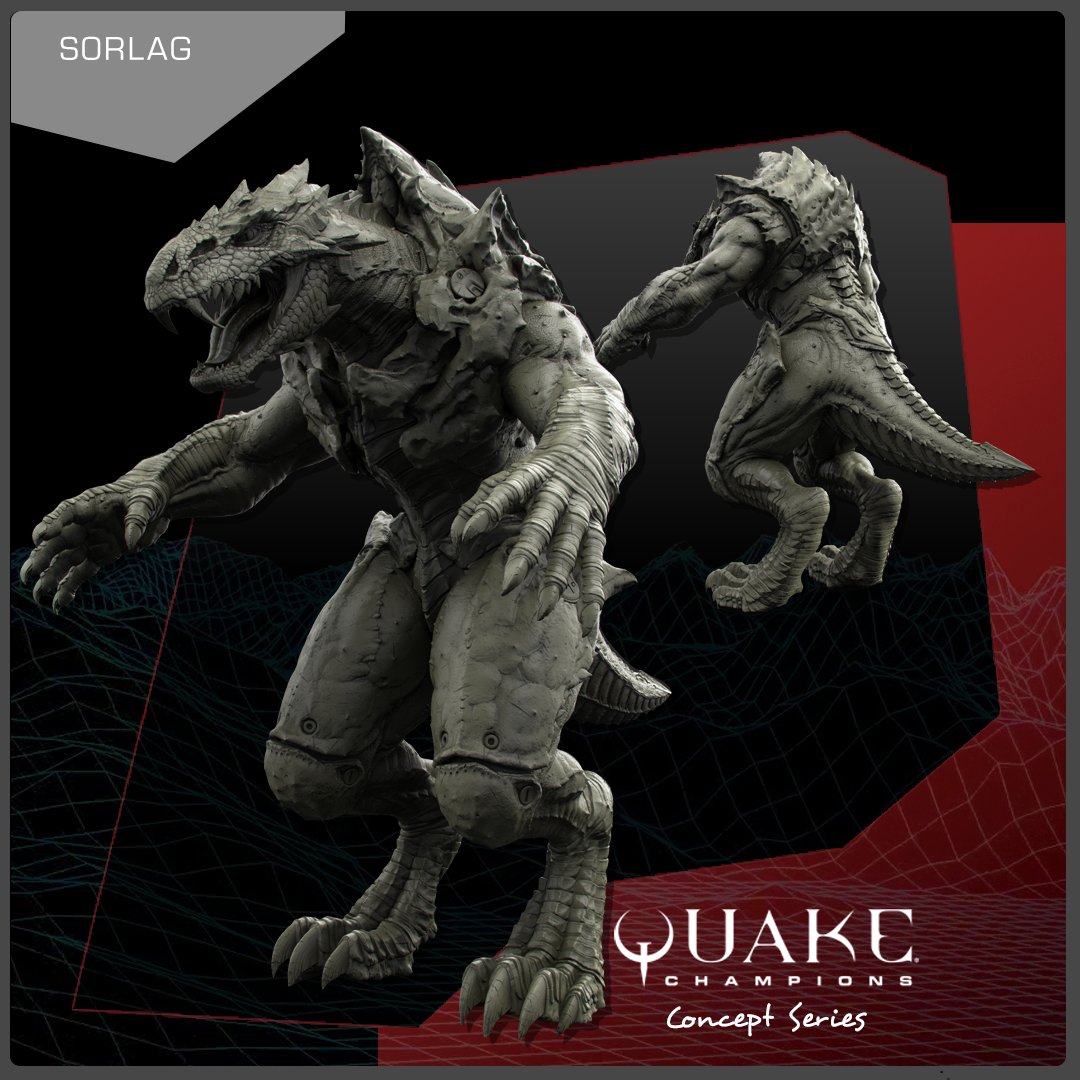 værdighed Stoop filthy Quake Champions on Twitter: "Sorlag is the fiercest hunter of her clan: a  terrifying mass of hard scales, sharp teeth, razor claws, and acidic bile. # Sorlag #Quake https://t.co/AWiuj5ZubF" / Twitter