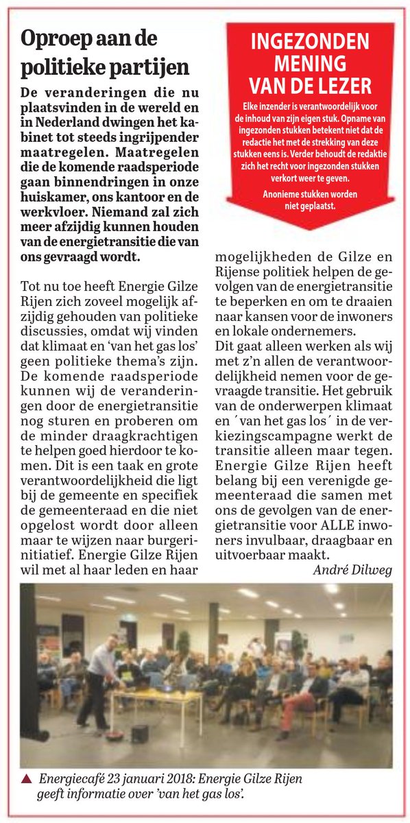 Oproep aan politieke partijen: 'Ga van het gas los' <a href="/Kern75/">Kern '75</a> <a href="/gemeentebelang/">Gemeentebelang</a> <a href="/CDAgilzerijen/">CDA Gilze Rijen</a> @PvdAGilze_Rijen <a href="/VVDGilzeRijen/">VVD Gilze en Rijen</a> #