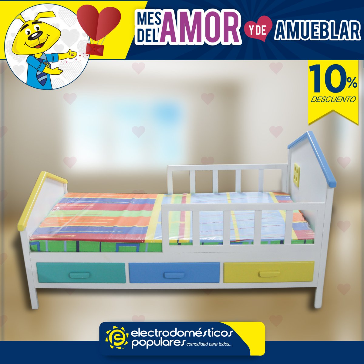 ElecPopulares's tweet photo. ##Febrero ¡Mes del Amor ♥️ y de Amueblar con #ElectrodomésticosPopulares😱 

*Cama Cuna, Casita color mixto, con gavetas, Le incluye colchón /cod. 4140
-Precio de Contado: Lps. 6,470.00
-Crédito a 5 pagos: Lps. 1,294.00 https://t.co/CZA1zF61Jh