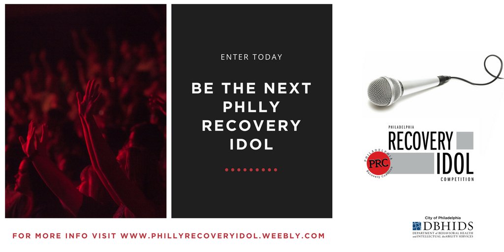 DBHIDS's tweet photo. Are you a person in #Recovery that has a passion for singing? We invite you to audition for the 2018 Recovery Idol competition! Now through Feb 28. Enter Today 🎤 https://t.co/lklEXRSt1H #RecoveryIdol @recoverywalks https://t.co/TZEuRp1515