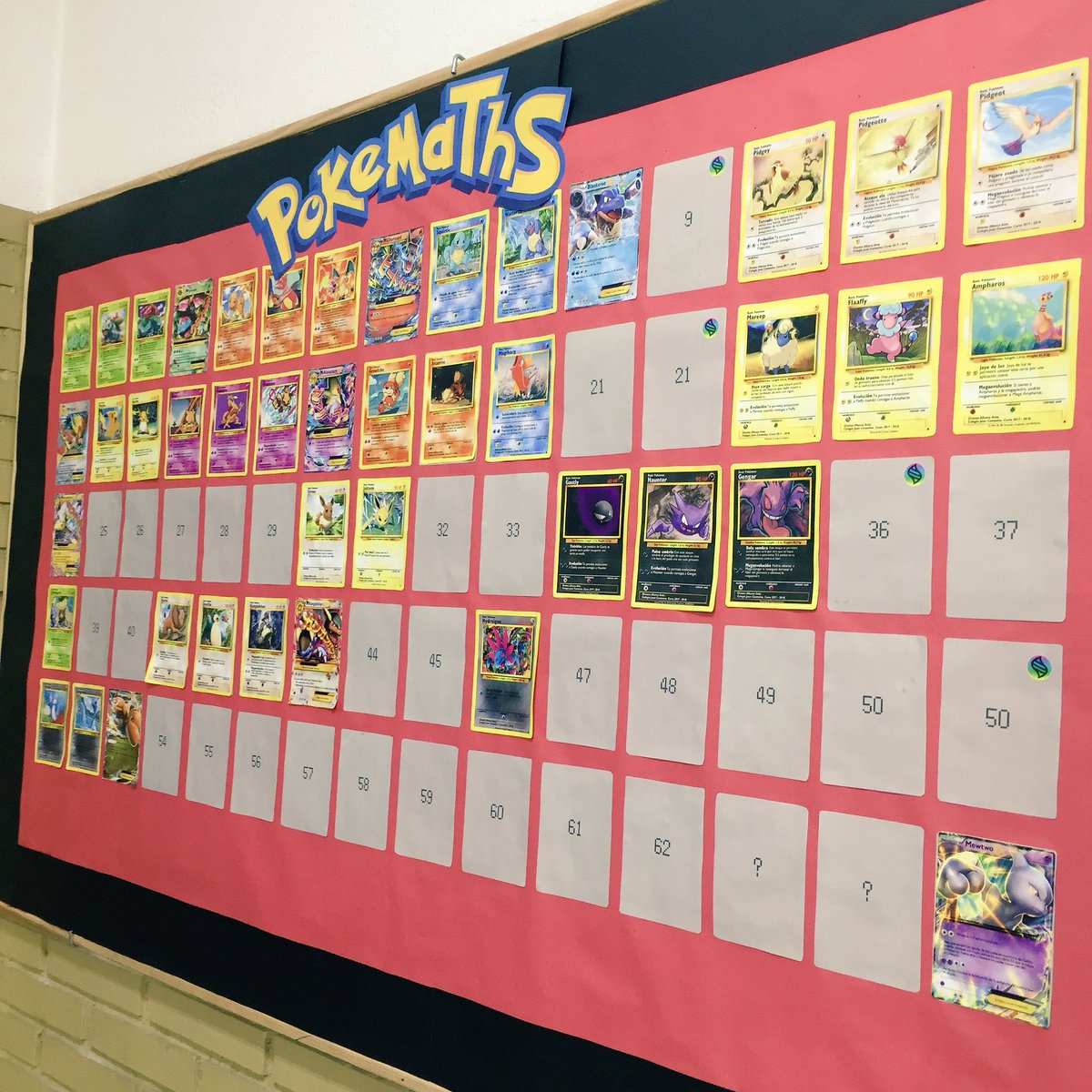 OrestesAllueva's tweet photo. parece poco, pero hace ya casi 6 meses que empezamos #pokemaths y ya tenemos completados muchos huecos de la Pokédex de Comenius! https://t.co/uIxxbMPqCC