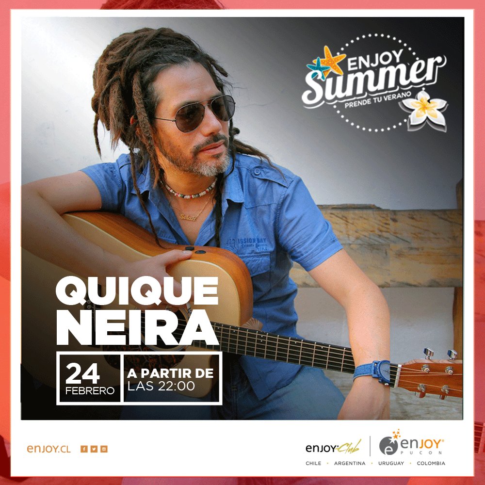 Y cerramos febrero con Quique Neira en #EnjoyPucón! No te pierdas su música este sábado GRATIS con tu entrada al casino!