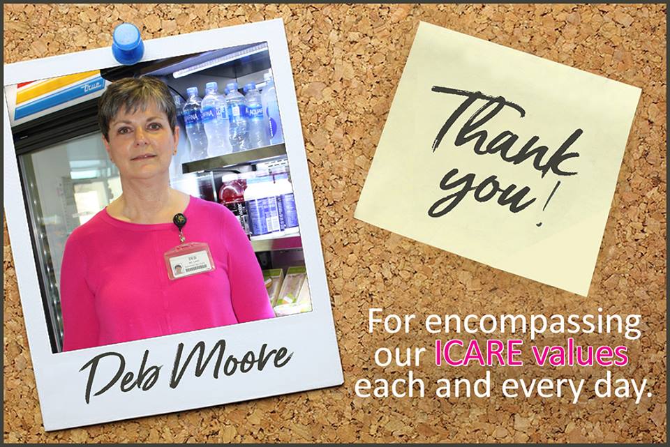 columbushosp's tweet image. Today, we would like to express our gratitude to Deb Moore, our Director of Nutrition Services. Deb works hard to provide nutritious and tasty meals  each day at our Prairie Wind Café! Thank you, Deb! Your service is greatly appreciated by patients and staff at CCH! #ICAREValues