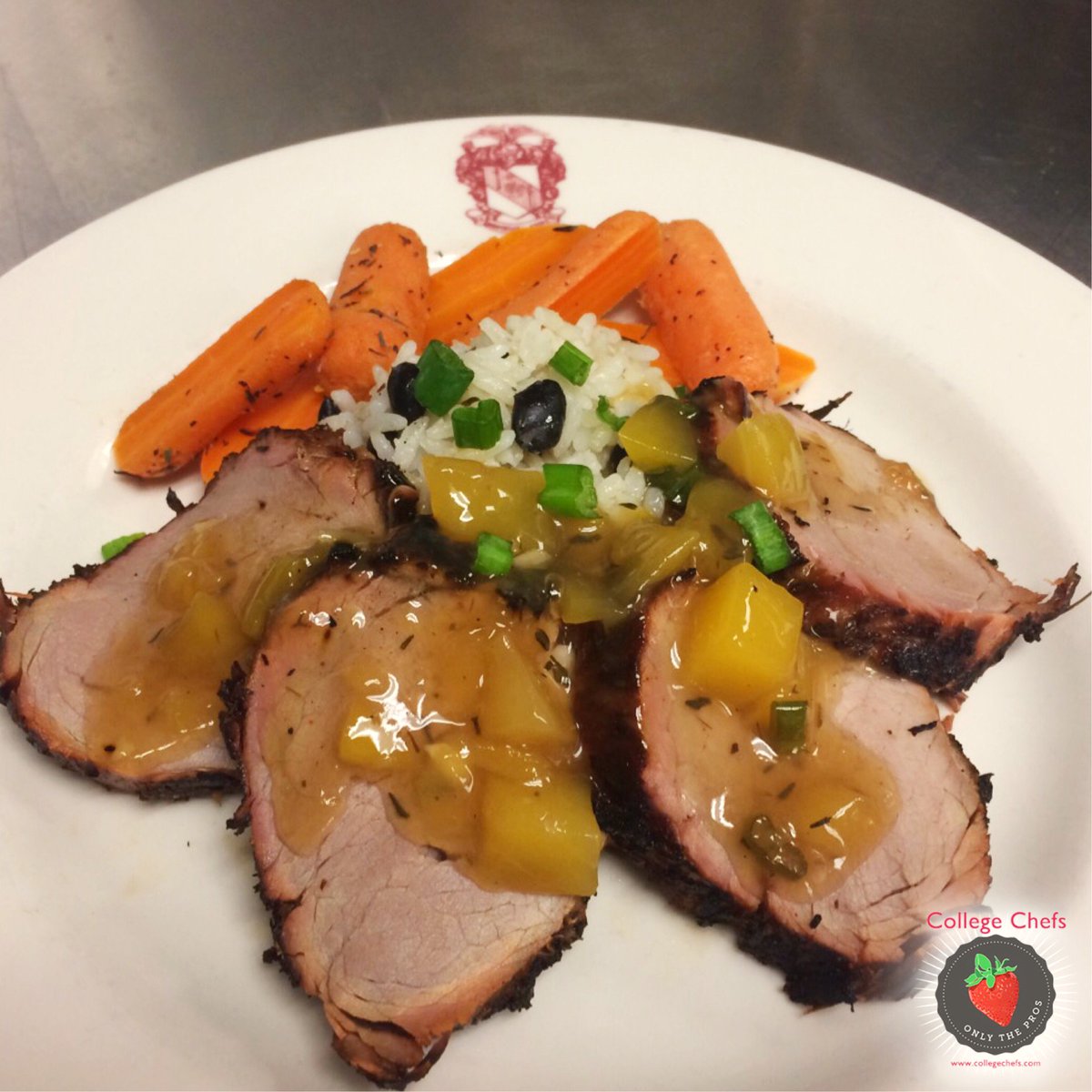 collegechefs's tweet image. Jamaican jerk pork tenderloin, Caribbean coconut and peas rice from Chef Cody at @ThetaChiIHQ @UofAlabama #LoveYourChefLoveYourself #CollegeChefs
