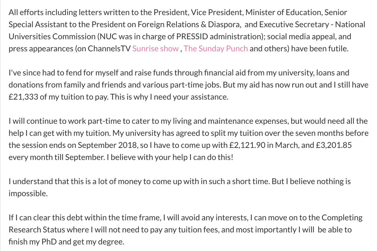 MrAyeDee's tweet photo. While I support the scrapping of #PRESSID as it was structured, it's cruel to cut off students who qualified under one set of rules midway through their academic programs.
@MBUhari, it's shameful for 🇳🇬 students to resort to GoFundMe to raise funds which FG is responsible for. https://t.co/oEmmJah81d