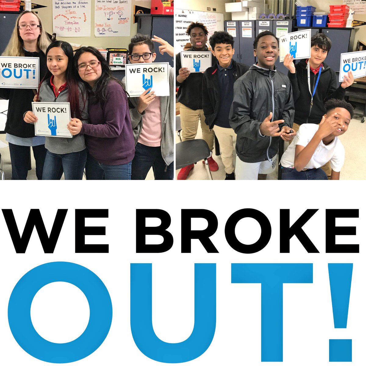 MisterPerry05's tweet photo. AyE! Several of the #WMSSTEMMathLab ADay groups were VERY close but only TWO groups were able to #BreakOut today! Congrats to these 7th Grade scholars for working together and earning 25 points for each of their houses! #WMSGoodToGr8 https://t.co/Umu6MybkKu