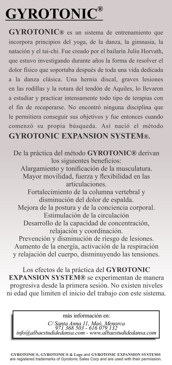 albasintescala's tweet photo. Empezamos con mucha ilusión un nuevo proyecto...
Ven a descubrir el GYROTONIC®, tu nuevo método de entrenamiento personal... ¡Te sorprenderá!!!! https://t.co/Cl7UZrpVIX