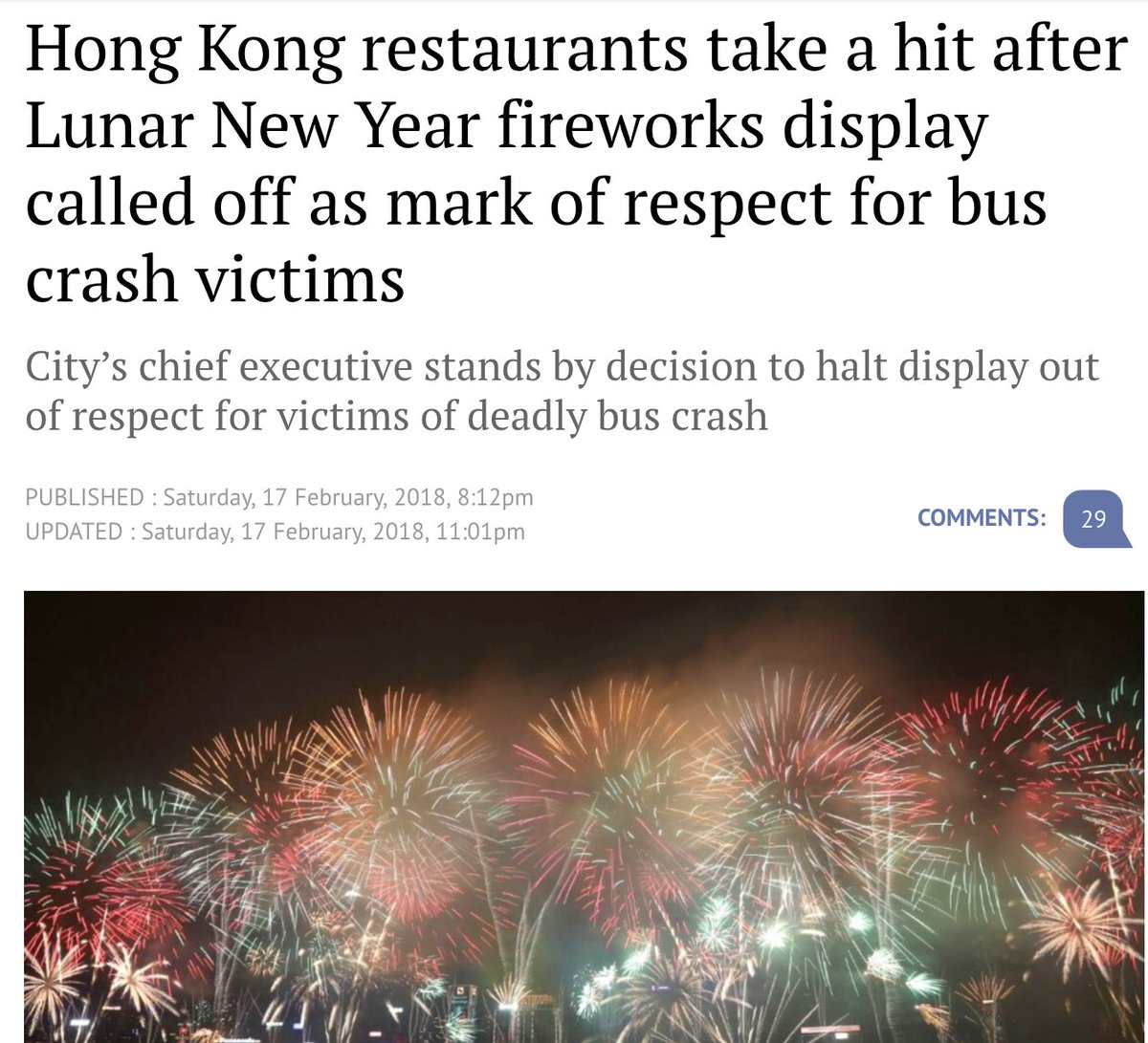 GE1121Sam's tweet photo. Happened slightly before the lunar new year, the fatal bus crash has led to the cancellation of celebration fireworks this year out of respect for the victims and their families. Restaurants and related businesses are subjected to an expectation mismatch for their plans. #CJCNY https://t.co/xu3m2dmws8