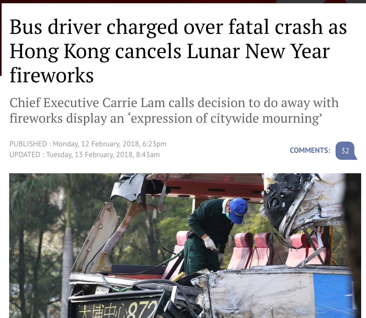 GE1121Sam's tweet photo. Happened slightly before the lunar new year, the fatal bus crash has led to the cancellation of celebration fireworks this year out of respect for the victims and their families. Restaurants and related businesses are subjected to an expectation mismatch for their plans. #CJCNY https://t.co/xu3m2dmws8