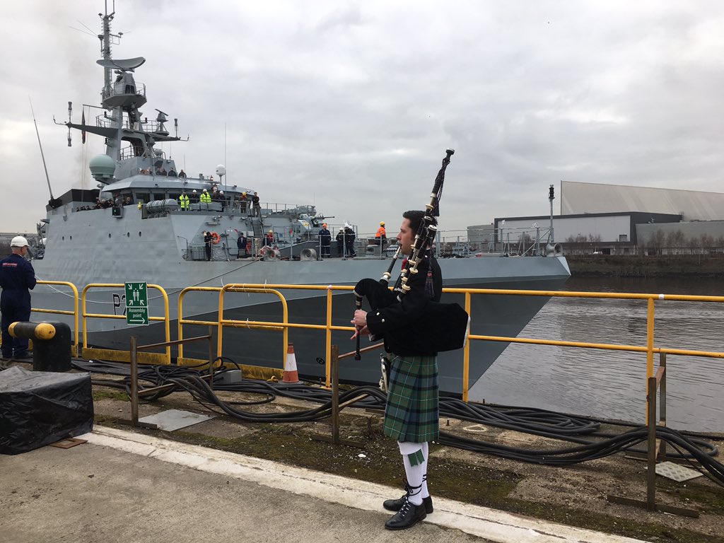 katiewithan_ie's tweet photo. So proud (and a tad emotional) as we bid farewell to the first of our OPVs today. What a journey it's been! Good luck in Portsmouth and beyond @HMS_Forth and crew! ⚓️ #FORTHfirst #ForthBeWithYou https://t.co/eboDHlELDJ