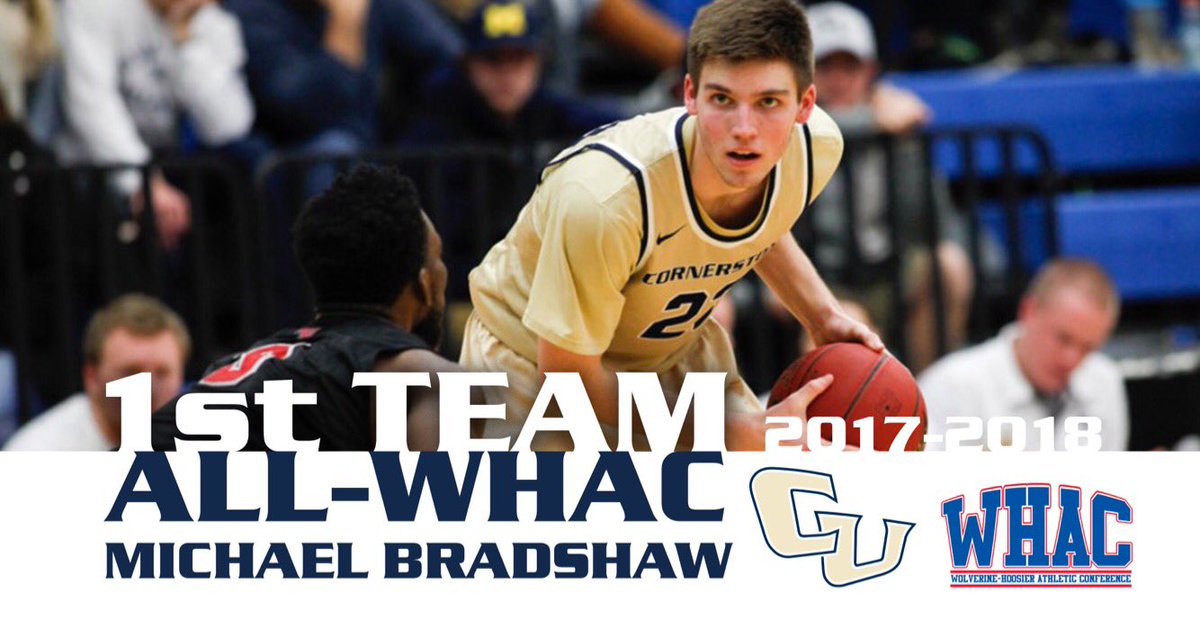 CornerstoneMBB's tweet photo. Michael Bradshaw (@BshawMichael) named 1st team All-WHAC! https://t.co/PVu4DgJOXz