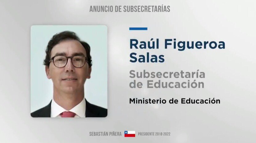 Felicitamos a nuestro director ejecutivo Raúl Figueroa <a href="/raulfiguersa/">Raúl Figueroa Salas</a>, quien a partir del 11 de marzo asumirá como Subsecretario de Educación. ¡Mucho éxito en este nuevo desafío!