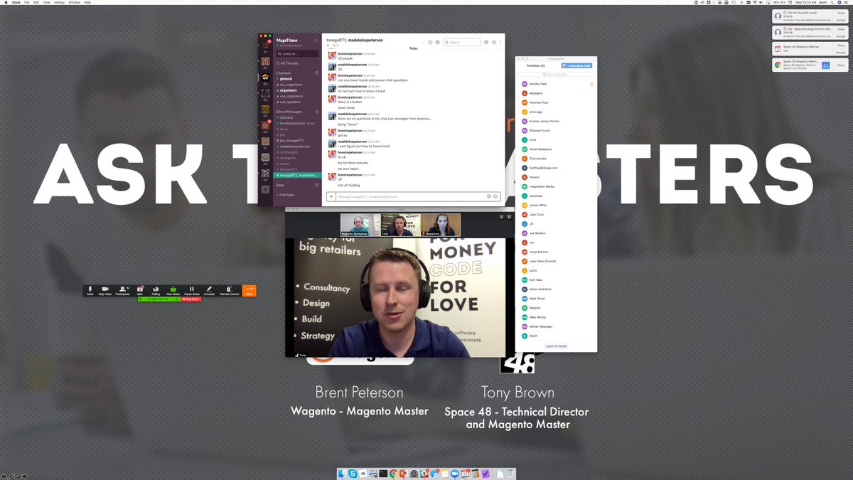 brentwpeterson's tweet image. Wow, super fun time! Thank you @Space48ers @wagento @tonegolf71 @maddie3013 #AsktheMasters @magento Episode 1 done.