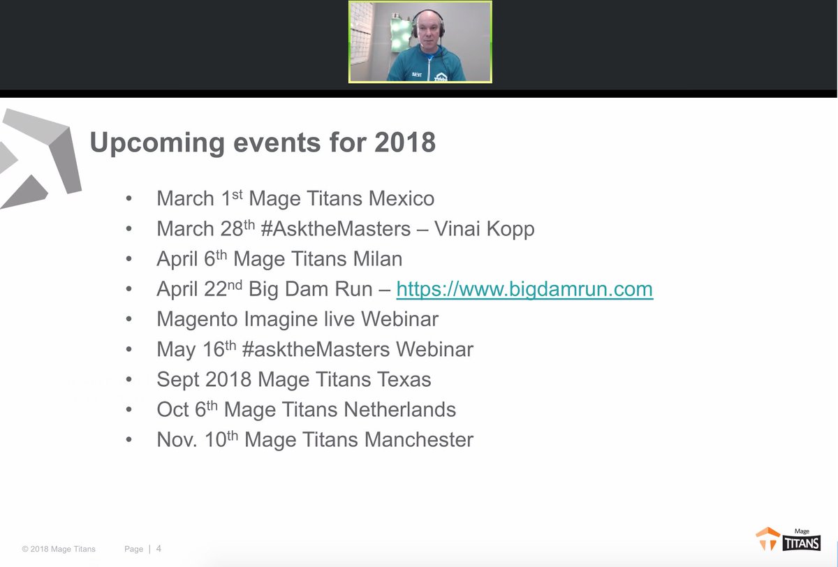 RebeccaBrocton's tweet image. Thank you @brentwpeterson, @tonegolf71 &amp;amp; @maddie3013 for a great webinar! If you missed it keep an eye out for the video &amp;amp; write up from them. I also took a screenshot of the dates you need in your diary! 📅 #AskTheMasters #Magento