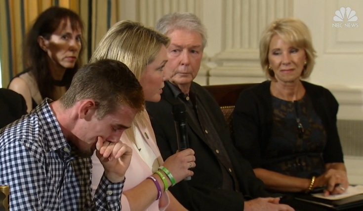 Trump hosts listening session with high school students and teachers affected by gun violence (unlike Obama)