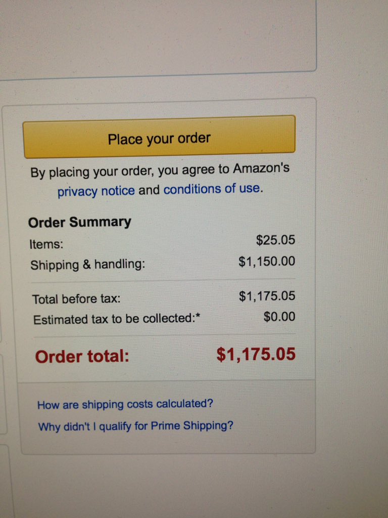 Free Shipping it said... placed in my cart go to check out... $1150 is not free shipping! #Amazonlies