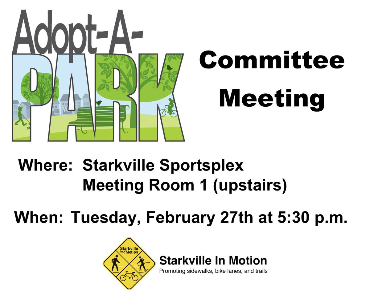 StarkInMotion's tweet image. Do you want to give back to the community? Be a part of our Adopt-A-Park Committee! Register online at: goo.gl/Y8qQw1 #starkville