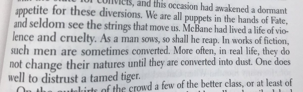 emanneotation's tweet photo. I think this has got to be one of my favorite passages in the novel because I find the use of popular sayings and the idea that because McBane has lived so corruptly his whole life that he wouldn’t change now so interesting and true. #TMOT35 https://t.co/MkGqjyKnLx