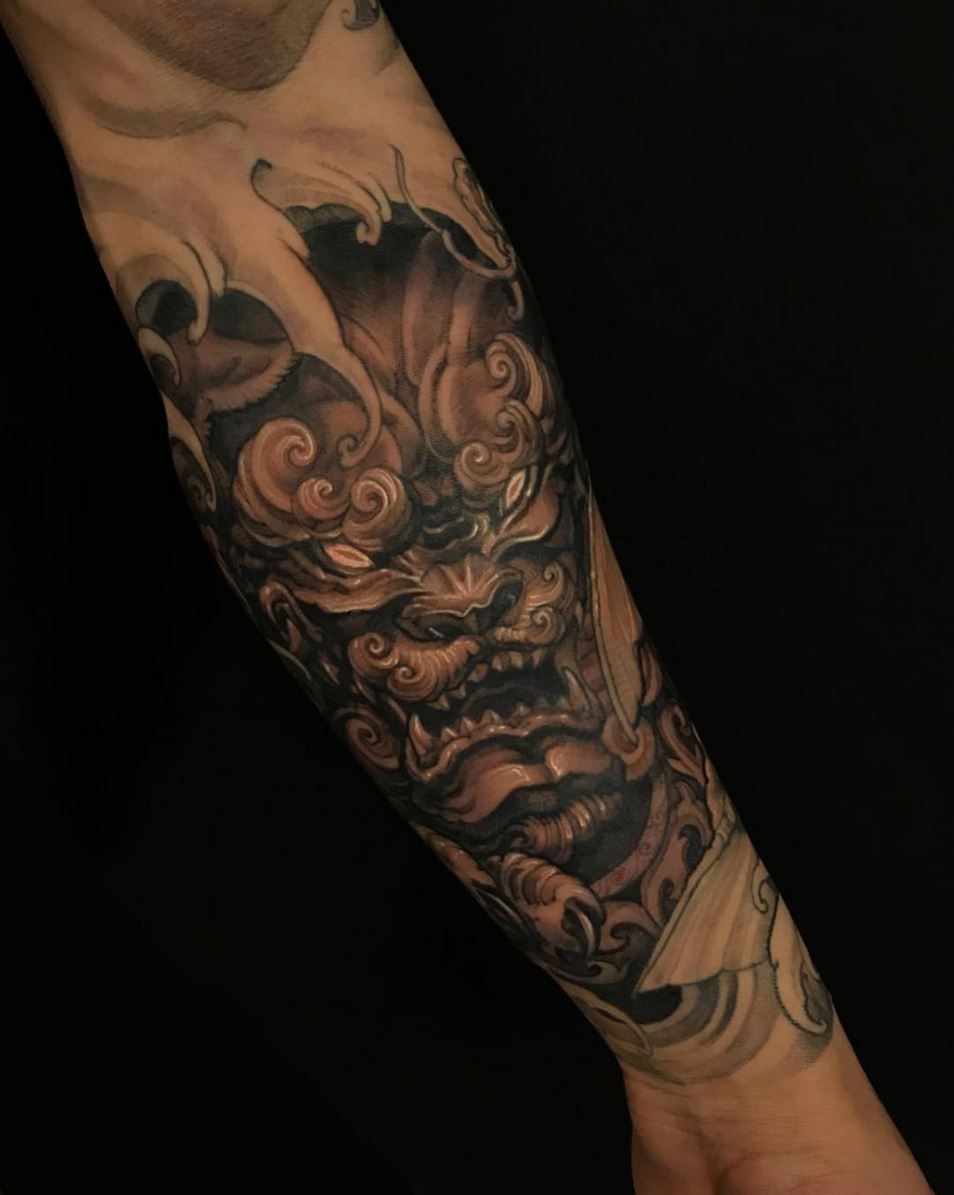 Tattoo uploaded by Andres Makishi  Foo dog tattoo by Andres Makishi  AndresMakishi foodog shishi blackandgrey japanese  Tattoodo