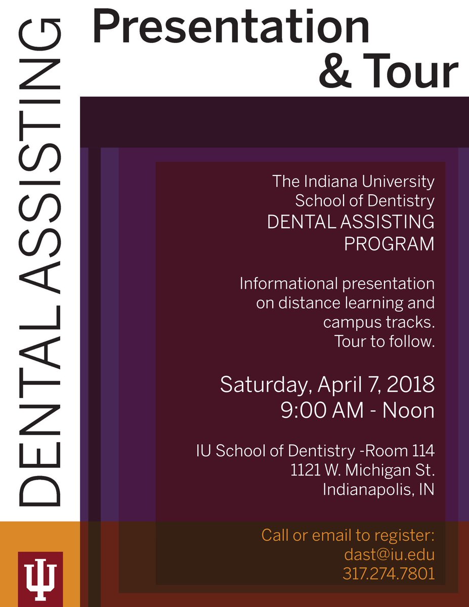 Want to learn about an amazing career in healthcare? Join us on April 7th, we would love to meet you! Registration info below. See you there! ✨✨✨✨✨ #dentalassisting #dentistry #iusd #iupui #iupuiadmissions