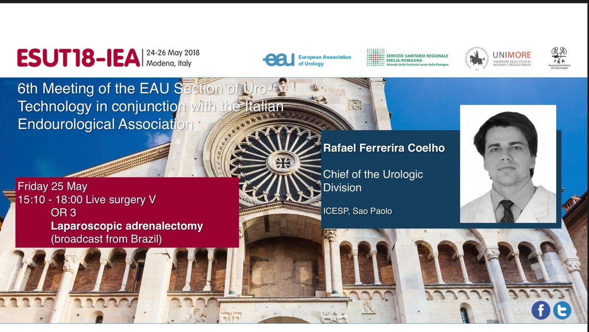 eauesut's tweet photo. ESUT18-IEA: Live Surgery Broadcasted from Brazil #ESUT18 #Uroweb #eauesut #UrowebESU #modena #livesurgery #laparoscopy #Brazil @RafaelFCoelho2 @evanliats @bmr6d4 @JGomezRivas https://t.co/kjYQqQkizB