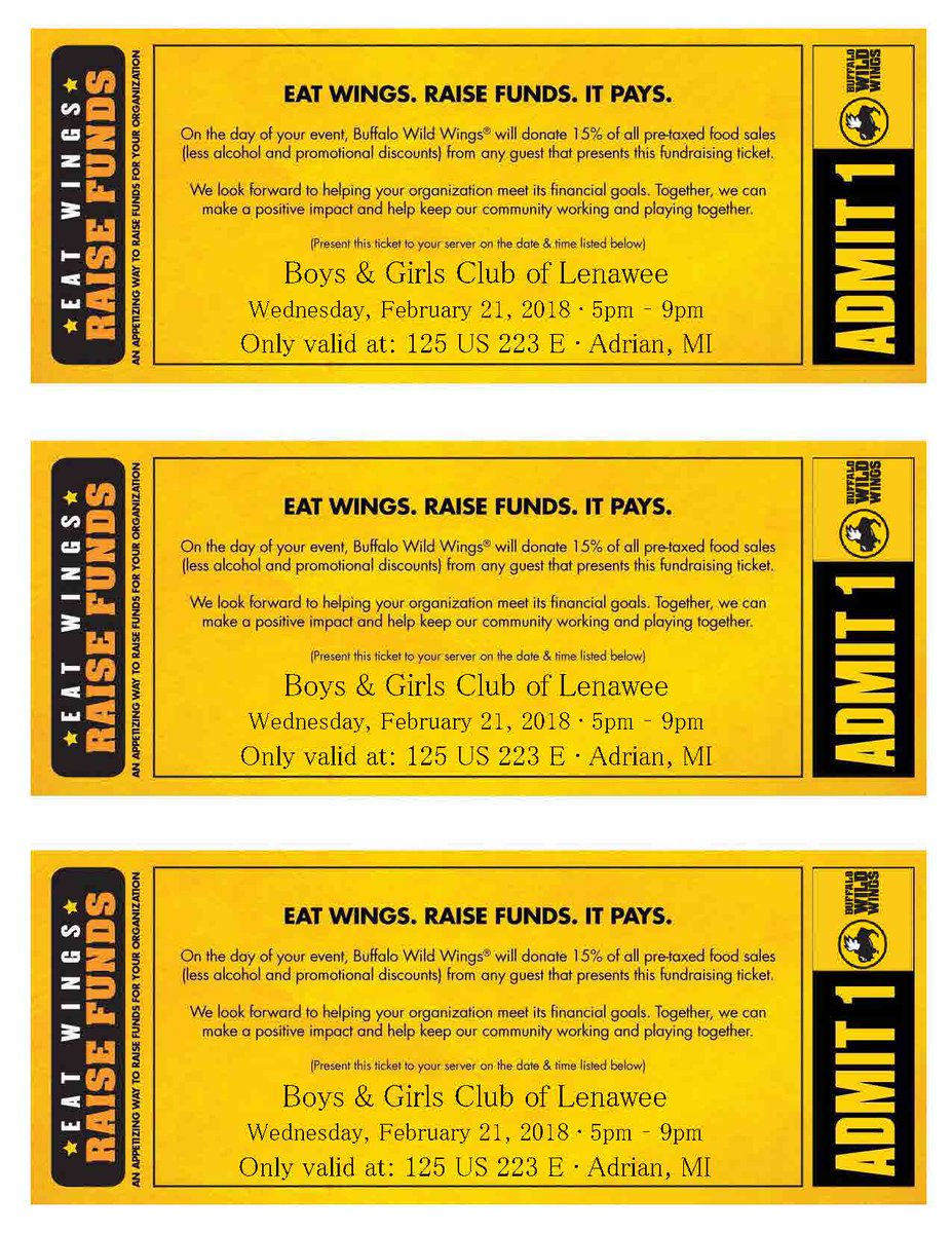BGCLenawee's tweet photo. Eat Wings! Raise Funds. Wednesday Feb 21 5pm-9pm. Buffalo Wild Wings off US 223, Adrian. https://t.co/k8whzpKzgJ