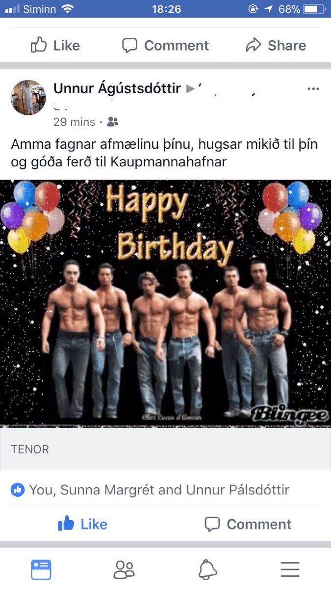 Amma er 90 ára og kann heldur betur á FB. Hér óskar hún barnabarninu sínu til hamingju með daginn.