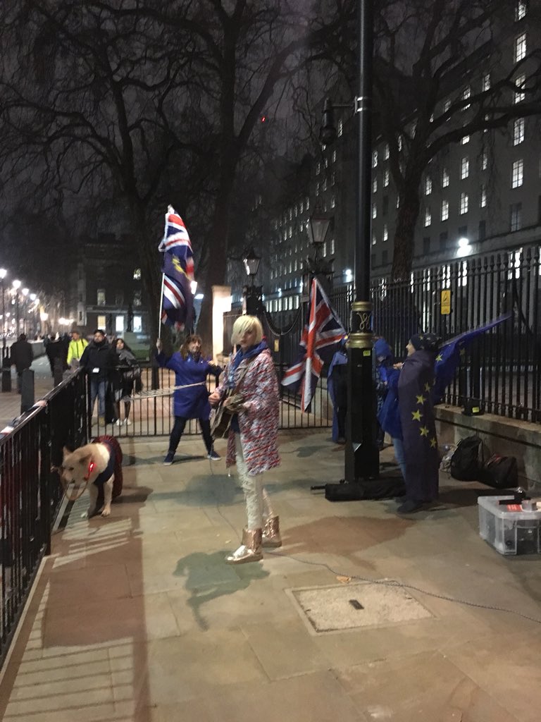 Had a spare hour whilst in London so headed to Whitehall to support @No10Vigil’s anniversary - singing along with super @albawhitewolf 👍 #StopBrexit #1DayWithoutUs #WATON #FBPE