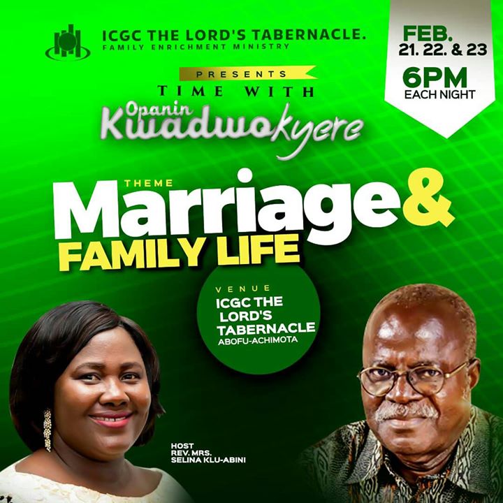 icgctlt's tweet photo. Marriage & Family Life By Opanin Kwadwo Kyere.
Come and be blessed by today's message from Opanin Kwadwo Kyere.
#TheLordsTabernacle
#FamilyEnrichmentMinistry
#KeepTheDate
#TwoDaysMore
#MoreGlory
#MorePower https://t.co/aSKxo7PufZ