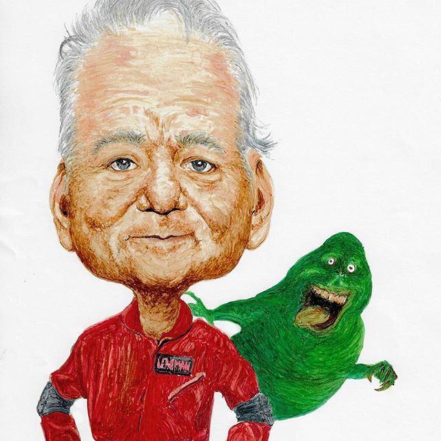 nancybdesign's tweet photo. "Bill Murray & Slimer" #caricature illustration by @nancybdesign in @copicmarker @copic_official @prismacolor @rgdhub #rgdstudentchallenges @societyofillustratorsla @soi128 #illustrations #illustratorsoninstragram @aigasandiego @aigadesign https://t.co/DtDU172dy6 https://t.co/attsdYBPc3