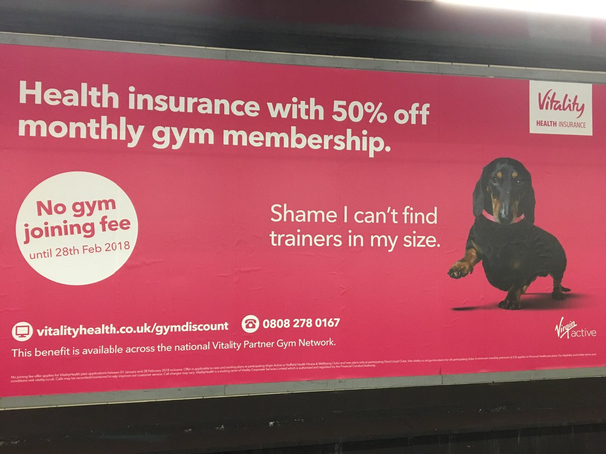 yhmw214's tweet photo. #tbt 
oh〜, bless you my dear.🐶 Don't worry, I'll find your size, my lovely. Woof. 🐾
#nicead 
I love this ad. #london #tube #underground #gym https://t.co/krp8Wf8krr